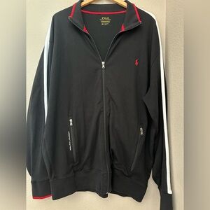 Polo Ralph Lauren Track Jacket Size XL Mens Black Striped Arms Pony Logo  Zip